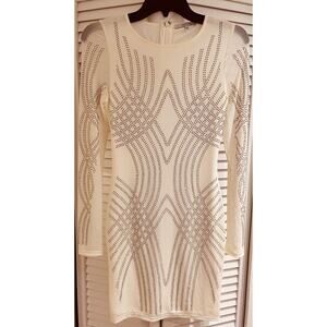 BlaShe Beaded Sheer/Lined Evening Dress Off White Small Absolutely Stunning A+